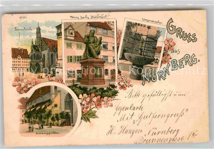 NueRNBERG CITY Frauenkirche Bratwurstgloecklein Hans Sachs MonumentGaensemaenn