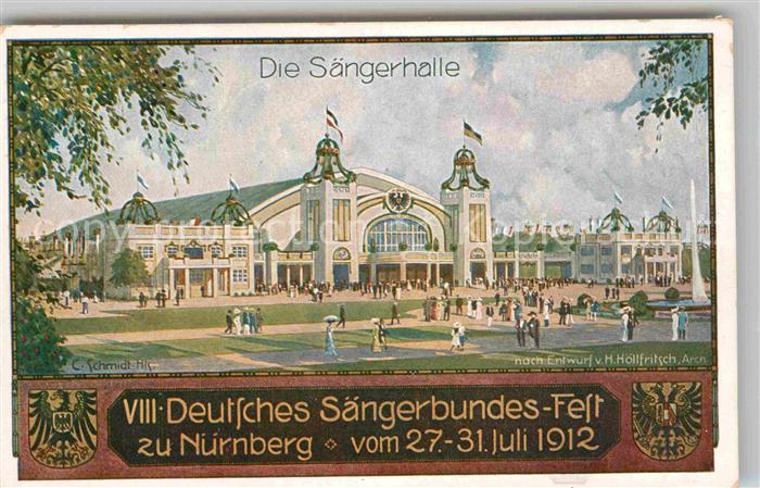NueRNBERG  CITY Saengerhalle Saengerbundfest 1912