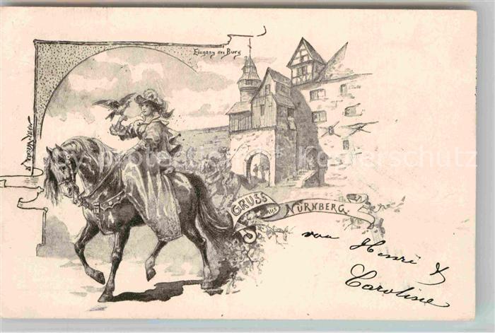 NueRNBERG  CITY Eingang zur Burg Frau Hoch zu Ross