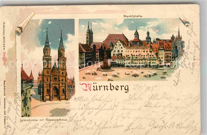 NueRNBERG  CITY Marktplatz Lorenzkirche Nassauerhaus