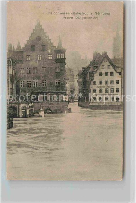NueRNBERG  CITY Hochwasser Katastrophe 1909 Hauptmarkt