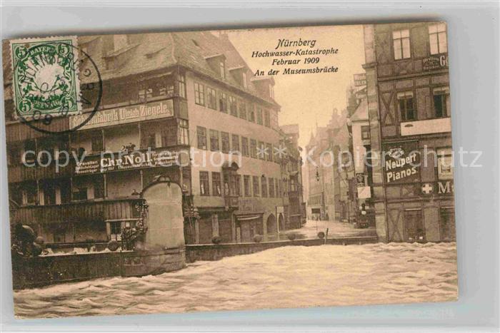 NueRNBERG  CITY Hochwasser Katastrophe 1909 Museumsbruecke