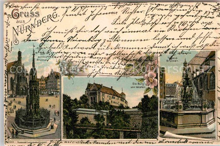 NueRNBERG  CITY Schoener Brunnen Burg Tugend Brunnen