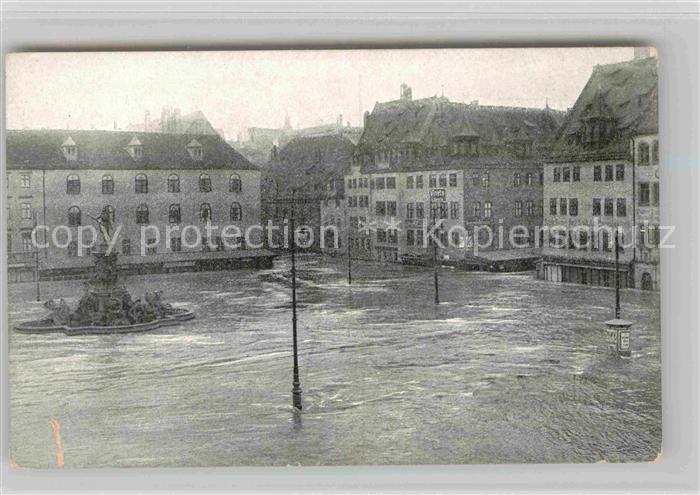 NueRNBERG  CITY Hochwasser Katastrophe 1909 Hauptmarkt Neptunbrunnen