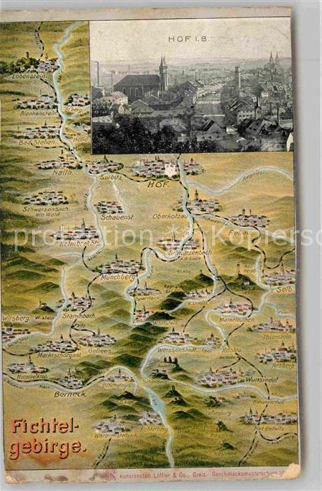 Hof Saale Panorama  Landkarte