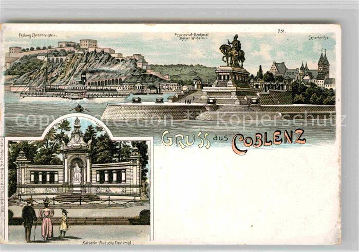 Coblenz Koblenz Festung Ehrenbreitstein Denkmal Kaiser Wilhelm I Castorkirche Ka