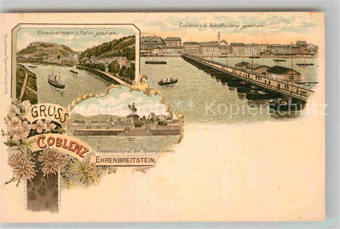 Coblenz Koblenz Festung Ehrenbreitstein Kaiserdenkmal Schiffbruecke