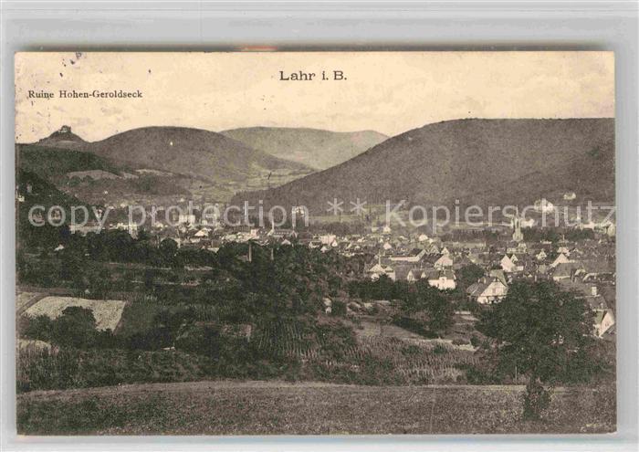 Lahr Schwarzwald Stadtblick mit Ruine Hohen Geroldseck
