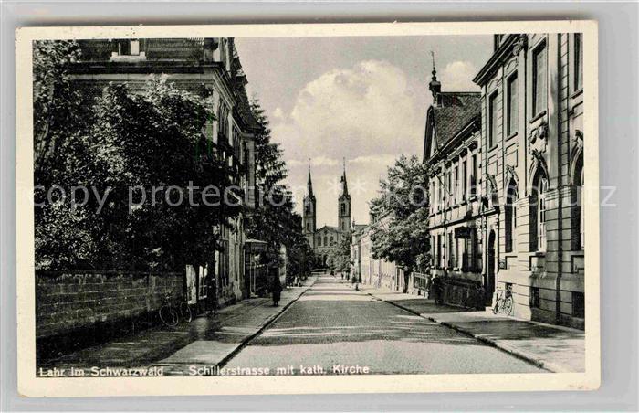 Lahr Schwarzwald Schillerstr mit kath Kirche