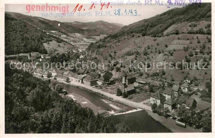 Wolfach Schwarzwald BW Panorama Stempel auf AK genehmigt