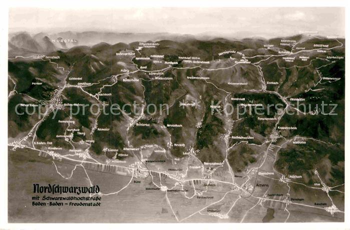 Schwarzwald Panoramakarte Baden Baden Freudenstadt