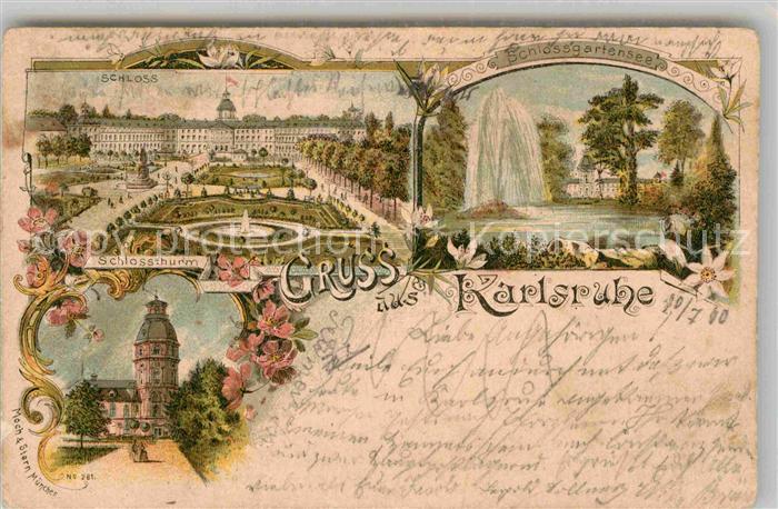 Karlsruhe Baden Schloss Schlossgartensee Schlossthurm