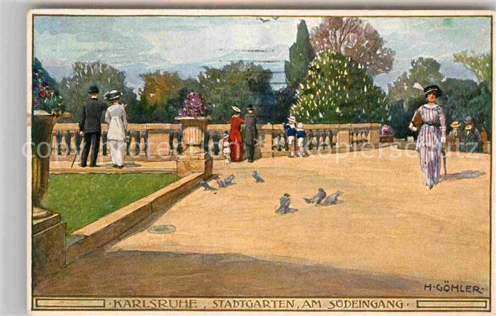 Karlsruhe Baden Stadtgartenmotiv Gemaelde