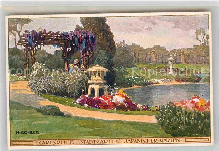 Karlsruhe Baden Japanischer Garten im Stadtgarten Gemaelde
