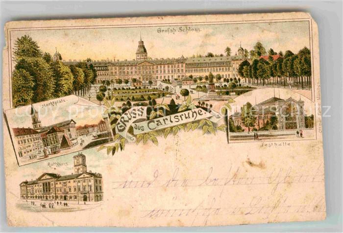 Karlsruhe Baden Grossherzogl Schloss Marktplatz Rathhaus Festhalle