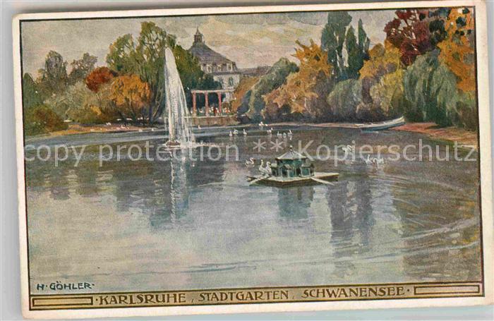 Karlsruhe Baden Schwanensee im Stadtgarteen