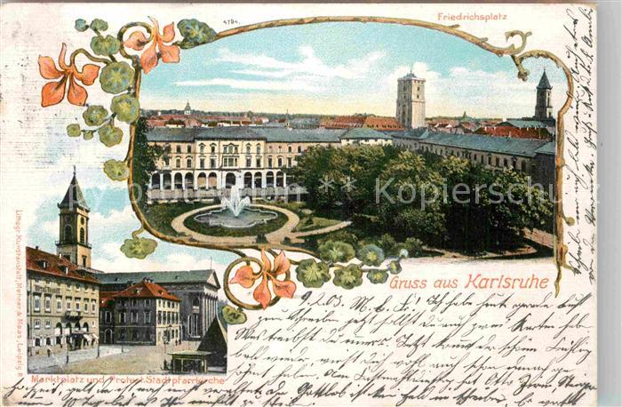 Karlsruhe Baden Friedrichsplatz Marktplatz Stadtpfarrkirche