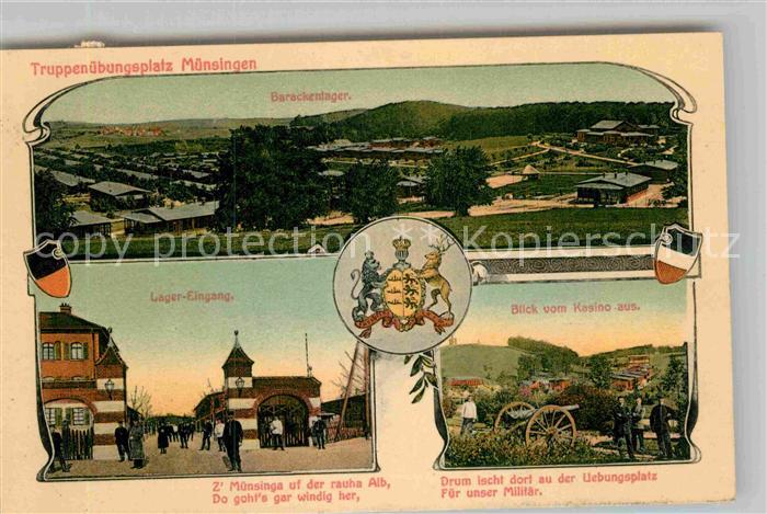 Muensingen Truppenuebungsplatz Barackenlager Eingang Blick vom Kasino