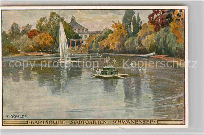 Karlsruhe Baden Schwanensee im Stadtgarten