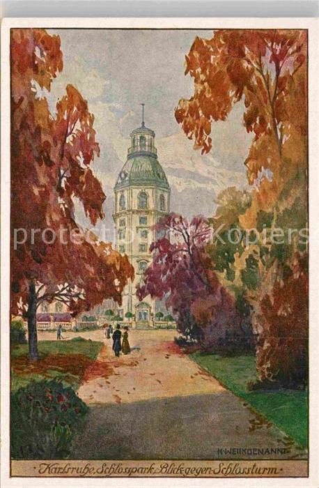 Karlsruhe Baden Schlosspark mit Schlossturm
