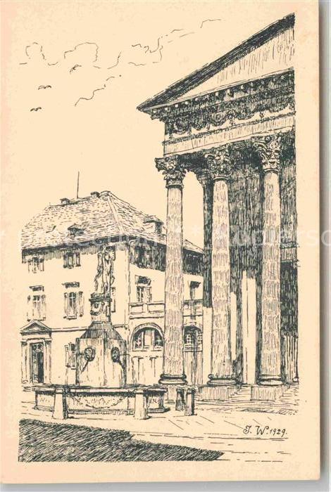 Karlsruhe Baden Am Marktplatz Zeichnung