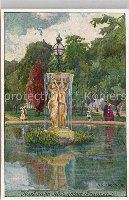 Karlsruhe Baden Schlossplatz Brunnen