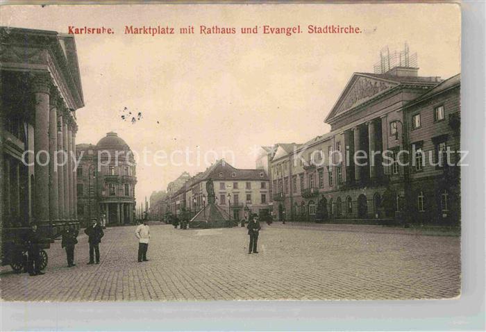Karlsruhe Baden Marktplatz Rathaus Ev Stadtkirche