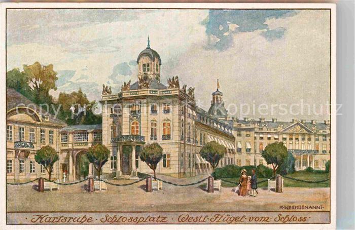Karlsruhe Baden Schlossplatz Westl Fluegel vom Schloss