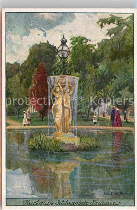 Karlsruhe Baden Schlossplatz Brunnen