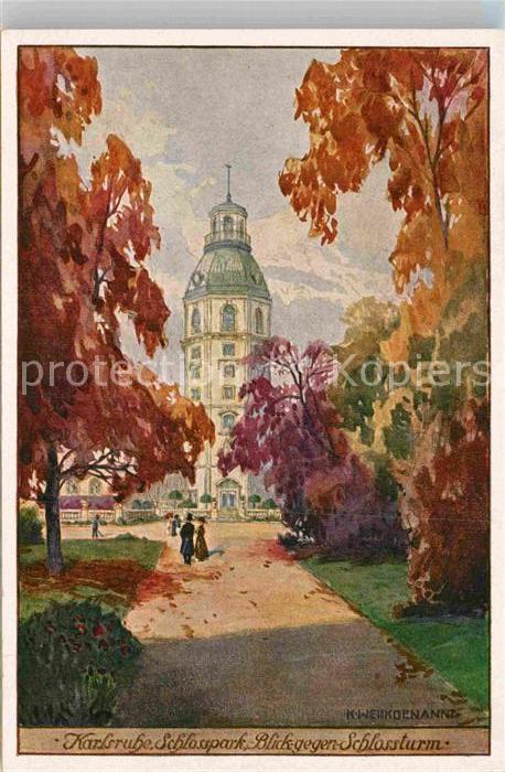 Karlsruhe Baden Schlosspark mit Schlossturm