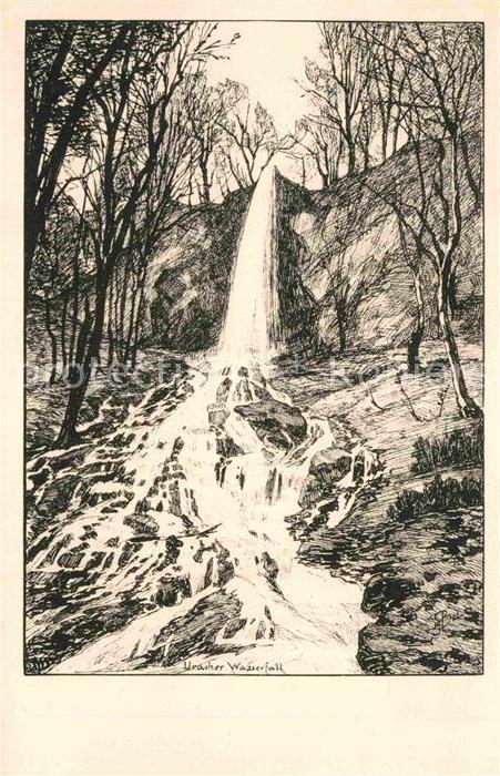 Urach Bad Wasserfall Zeichnung