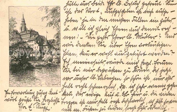 TueBINGEN BW Hoelderlinturm Alten Aula Kuenstlerkarte