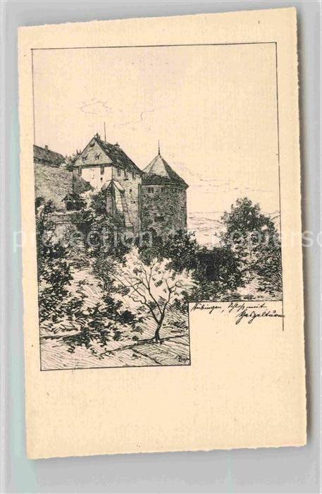 TueBINGEN BW Schloss Kuenstlerkarte