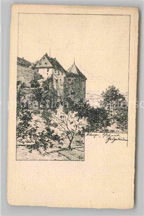 TueBINGEN BW Schloss Kuenstlerkarte