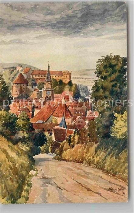 TueBINGEN BW Blick vom Oesterberg Kuenstlerkarte Marschall