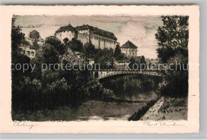 TueBINGEN BW Schloss Kuenstlerkarte