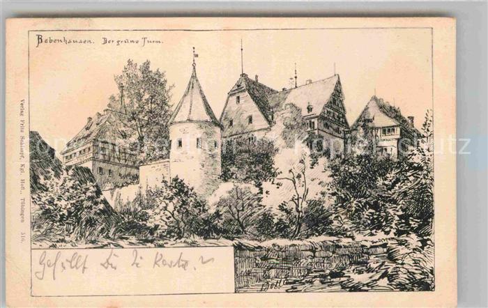 Bebenhausen Tuebingen Gruener Turm Kuenstlerkarte