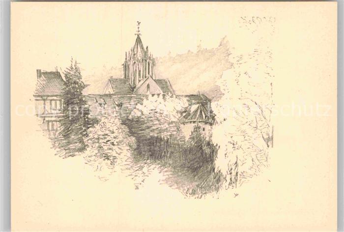 Bebenhausen Tuebingen Schloss Federzeichnung Elsbeth Stockmayer