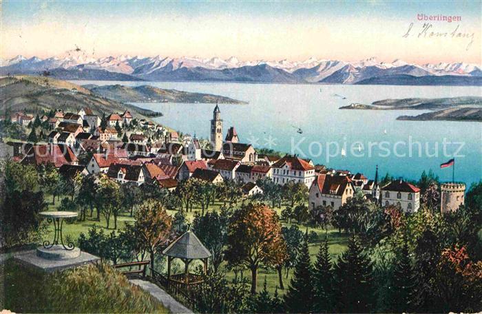 ueberlingen Bodensee Panorama Muenster Alpen
