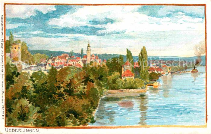 ueberlingen Bodensee Kuenstlerkarte Turm Muenster