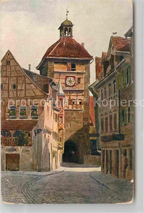 Esslingen Neckar Wolfstor Kuenstlerkarte Marschall