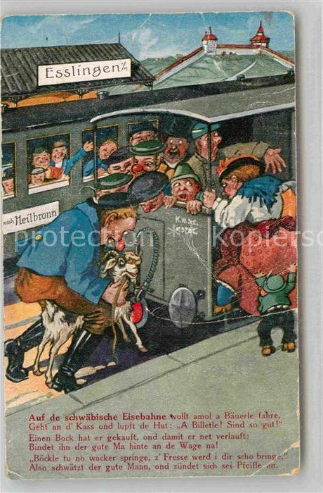 Esslingen Neckar Karikatur Auf der schwaebische Eisebahne
