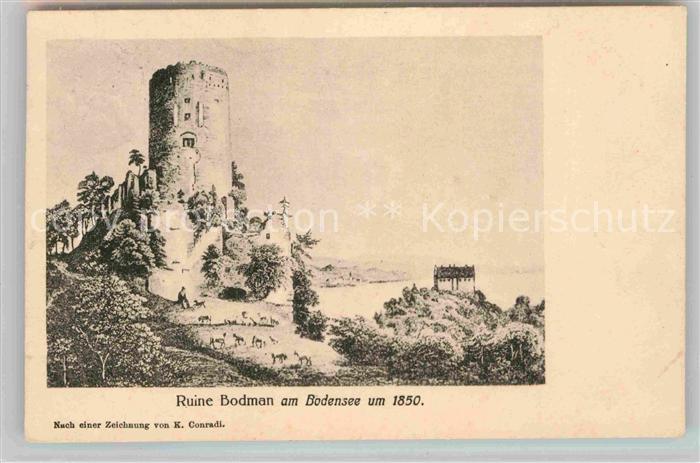 Bodman Bodensee Ruine Kuenstlerkarte Conradi