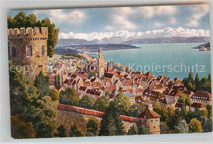 ueberlingen Bodensee Muenster Turm Kuenstlerkarte