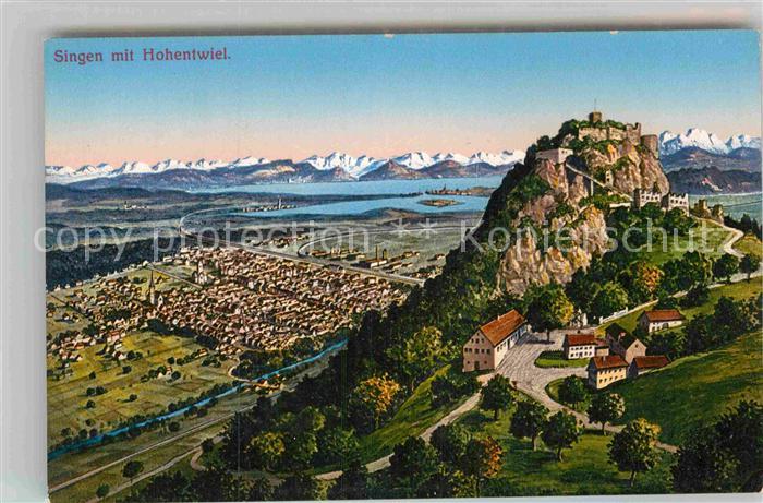 Singen Hohentwiel Panorama Kuenstlerkarte