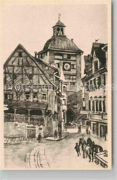 Esslingen Neckar Wolfstor Zeichnung