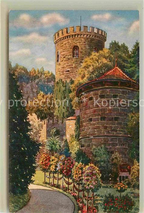 ueberlingen Bodensee Stadtgarten Gallerturm Kuenstlerkarte