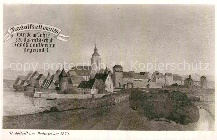 Radolfzell Bodensee Teilansicht um 1750