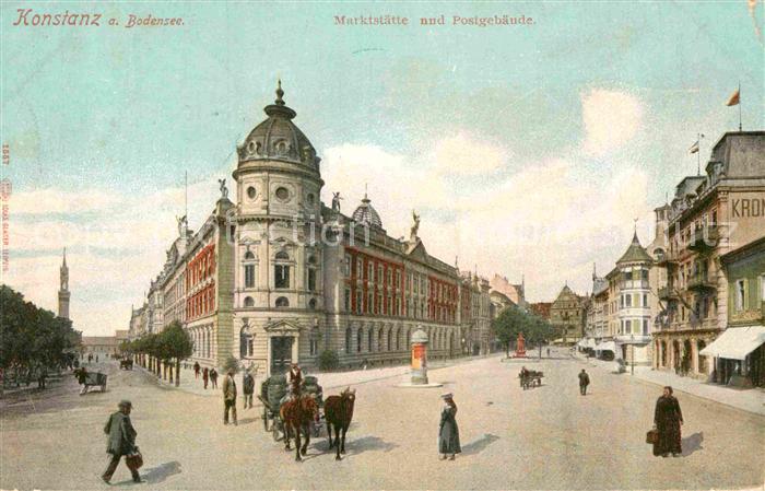 Konstanz Bodensee Marktstaette und Postgebaeude