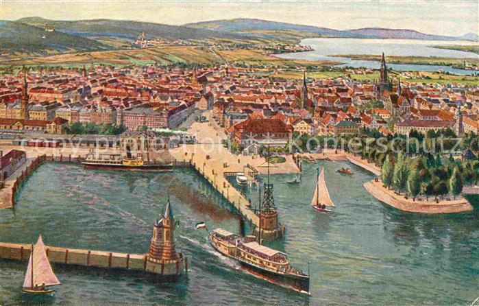 Konstanz Bodensee Panorama Hafen Teilansicht